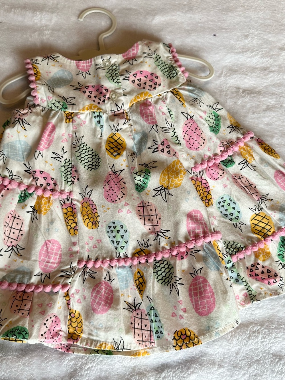 Little Wonders Girls Pineapple Print Sundress - Pink Yellow Mint